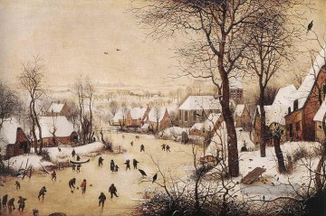  Renaissance Malerei - Winter Landschaft mit Schlittschuhläufern und Vogel Falle Flämisch Renaissance Bauer Pieter Bruegel der Ältere